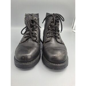 Xelement Boots‎ Women 9M  Black Righteous Leather Zippered LaceUp Motorcycle